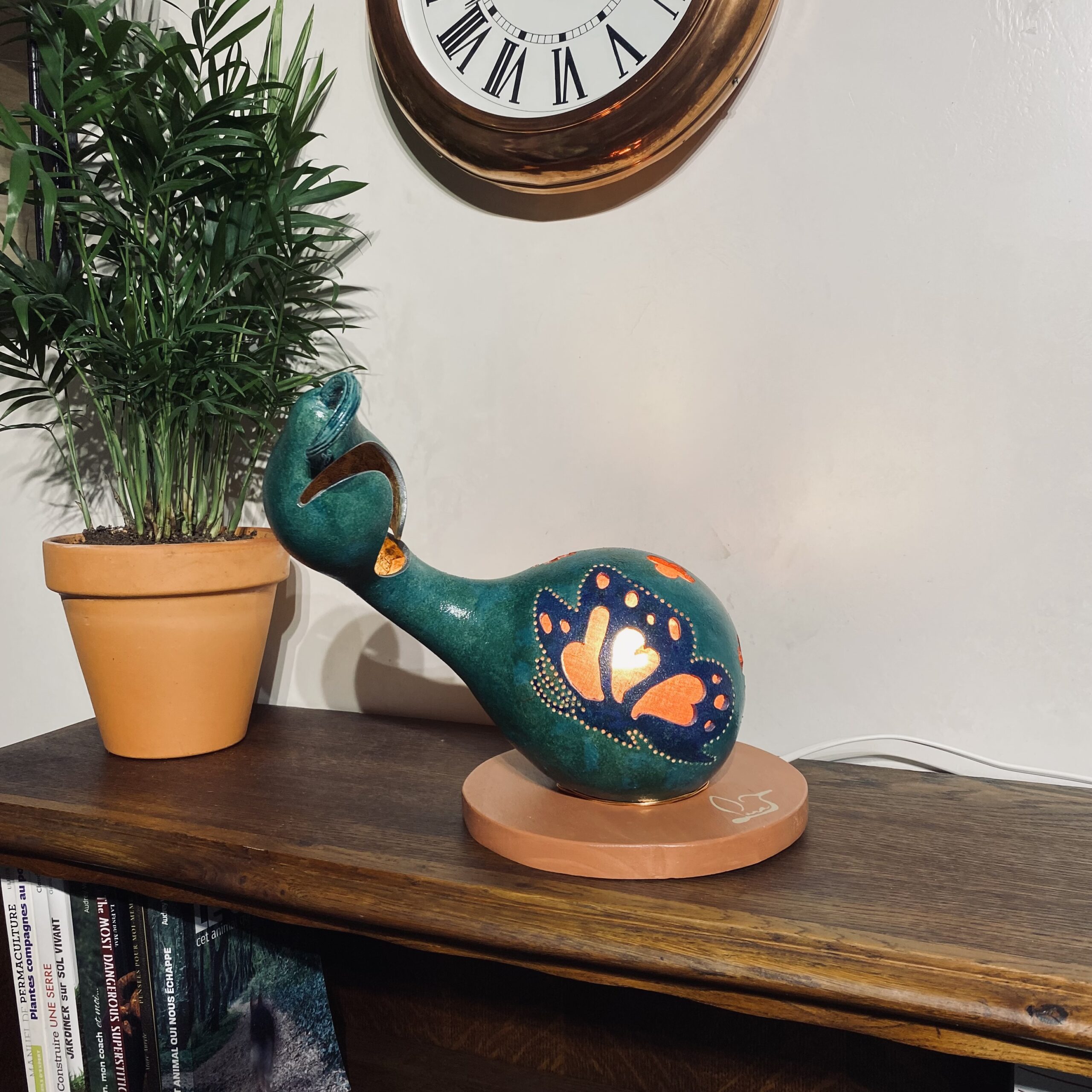 Moyenne - motif papillon - bleu turquoise et bleu foncé