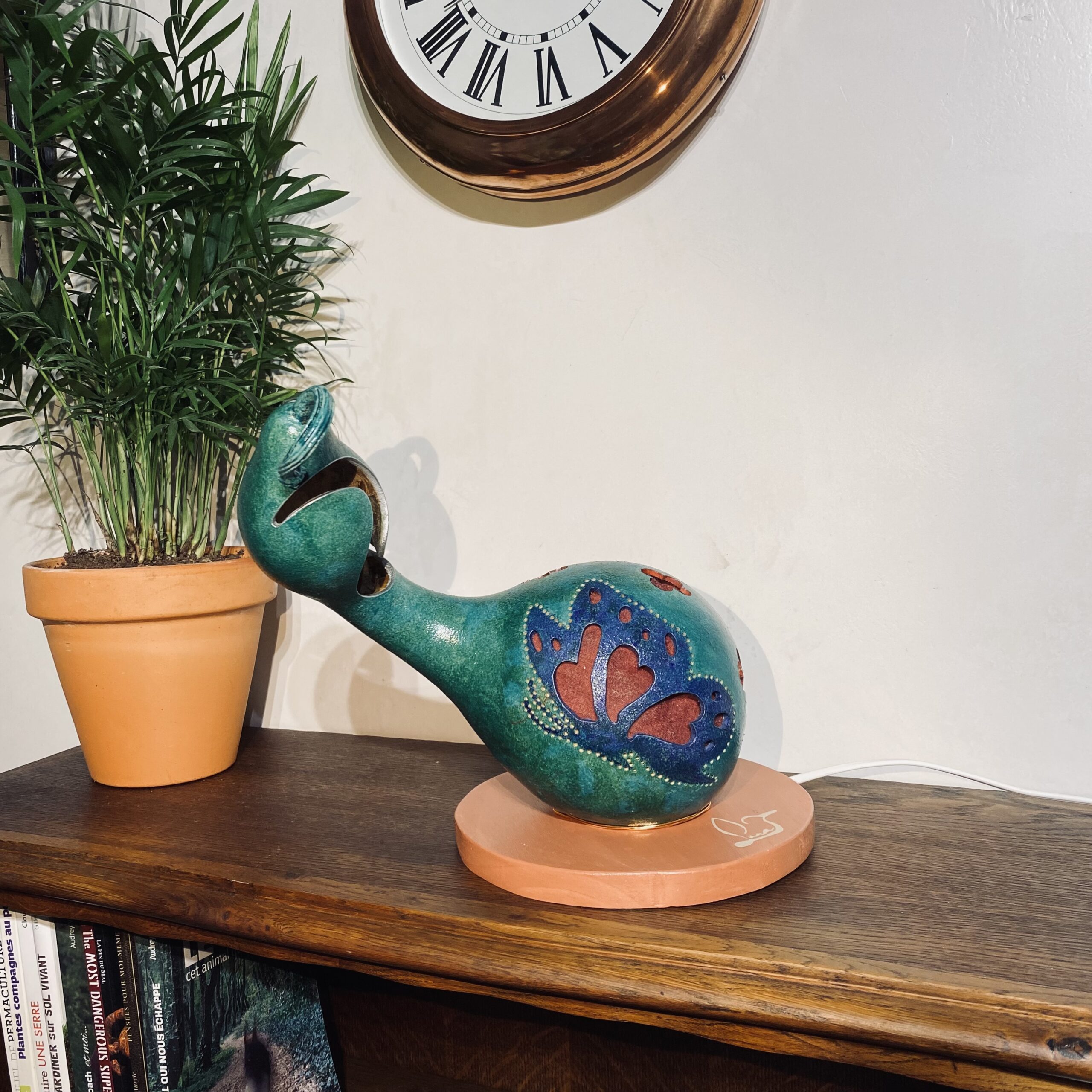 Moyenne - motif papillon - bleu turquoise et bleu foncé – Image 3