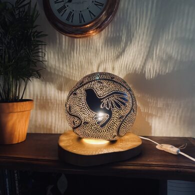 Grande - motifs oiseaux - différents tons de vert et bleu